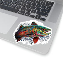 Squiggle Salmon Art Kiss-Cut Stickers