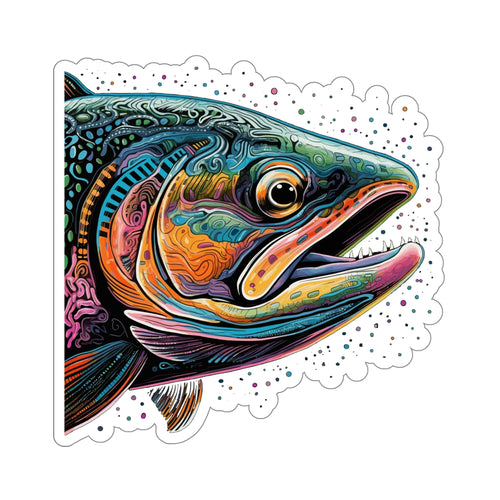 Funkadelic Salmon Art Sticker, Kiss-Cut Stickers