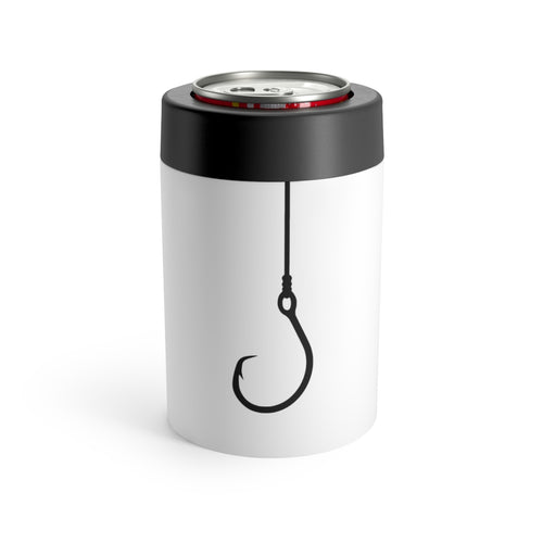 Insulating Can Holder with Fishing Hook - Stainless Steel Fits a 12oz can or bottle